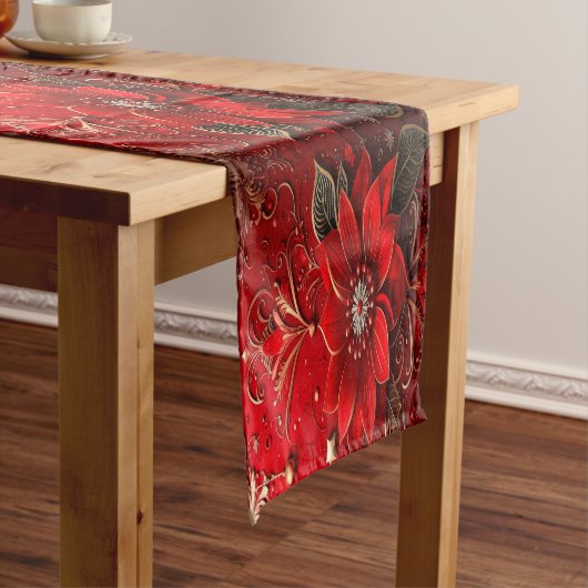 Red Flower Holiday Table Runner ミディアムテーブルランナー (インサイチュ)