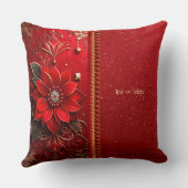 Red Flower Holiday Throw Pillow クッション (裏面)