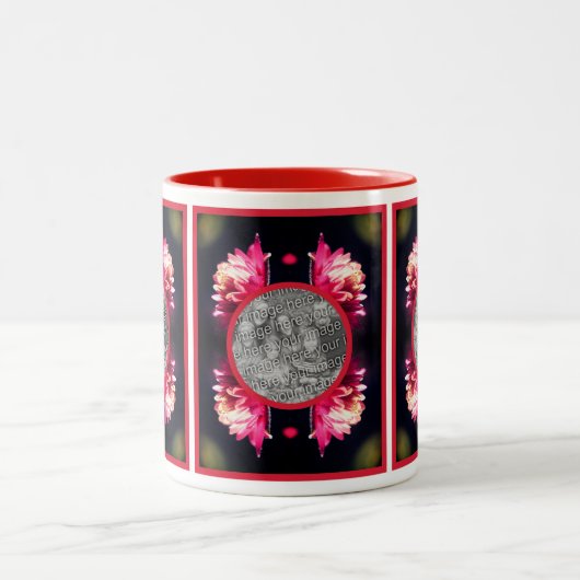 Red Flower In Sunlight Frame写真を追加 ツートーンマグカップ (中央)
