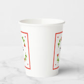 Red Flower Paper Cups with Heart and Initials 紙コップ (左)
