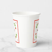 Red Flower Paper Cups with Heart and Initials 紙コップ (右)