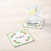 Red Flower Paper – Initials and Heart Design スクエアペーパーコースター (インサイチュ)