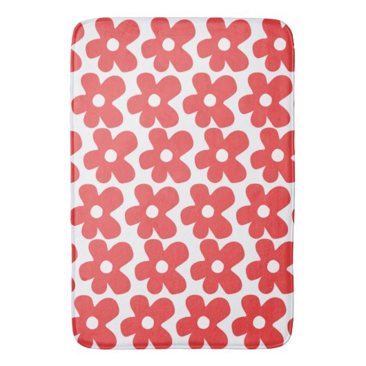 Red Flower pattern バスマット (正面縦)