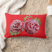 red flower pillow ランバークッション (ブランケット)