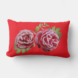 red flower pillow ランバークッション
