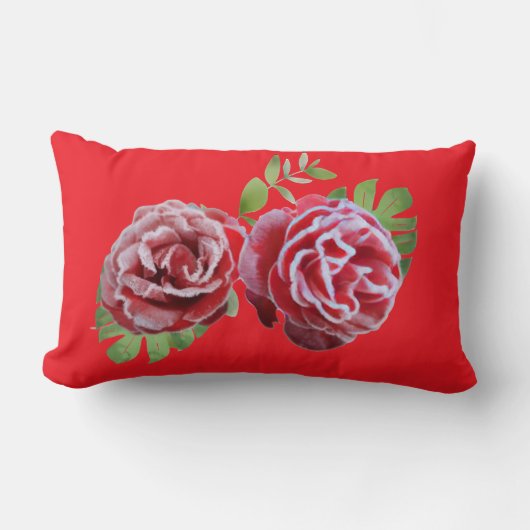 red flower pillow ランバークッション (正面)