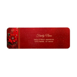 Red Flower Return Address Label ラベル