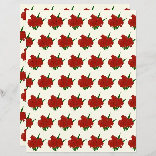 Red Flower Scrapbook Paper (正面/裏面)