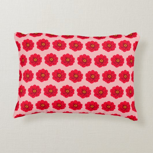 Red Flower Seamless Pattern Accent Pillow アクセントクッション (裏面)