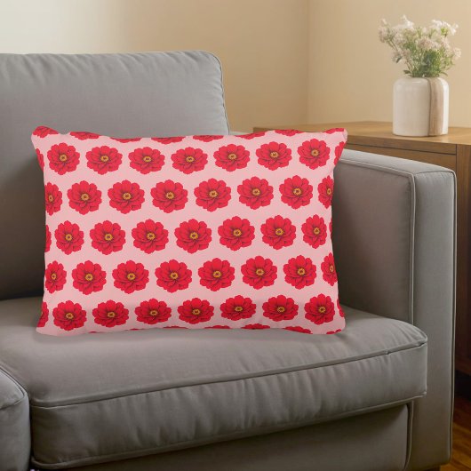 Red Flower Seamless Pattern Accent Pillow アクセントクッション