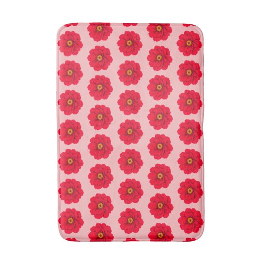 Red Flower Seamless Pattern Bath Mat バスマット (正面縦)