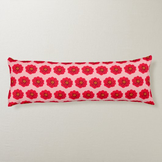 Red Flower Seamless Pattern Body Pillow ボディピロー (裏面)