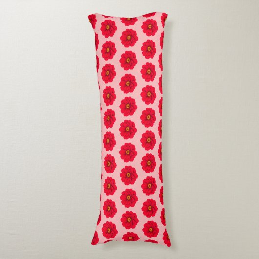 Red Flower Seamless Pattern Body Pillow ボディピロー (正面縦)