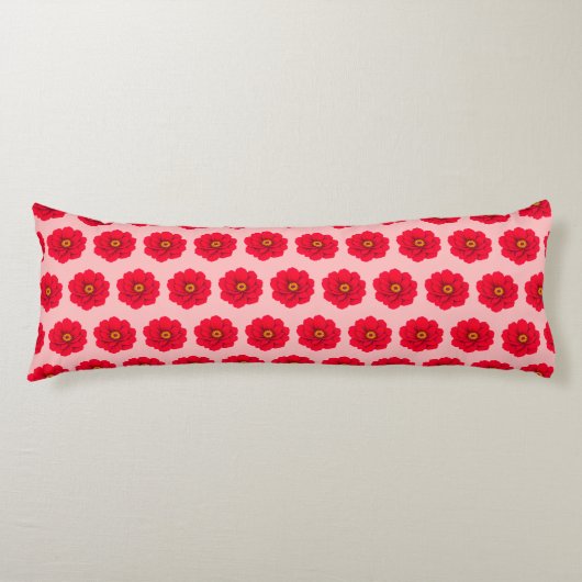 Red Flower Seamless Pattern Body Pillow ボディピロー (正面)