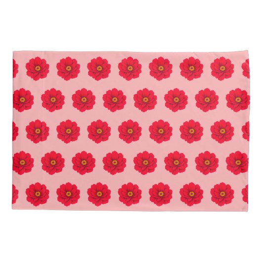 Red Flower Seamless Pattern Pillow Case 枕カバー (裏面)