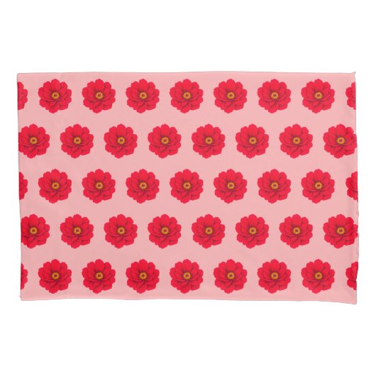 Red Flower Seamless Pattern Pillow Case 枕カバー (正面)