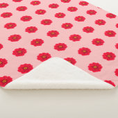 Red Flower Seamless Pattern Sherpa Blanket シェルパブランケット (3/4)