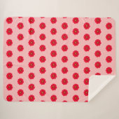 Red Flower Seamless Pattern Sherpa Blanket シェルパブランケット (正面(横))