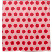 Red Flower Seamless Pattern Shower Curtain シャワーカーテン (正面)