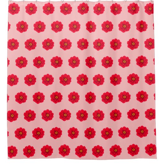 Red Flower Seamless Pattern Shower Curtain シャワーカーテン (正面)