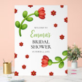 Red Flower Welcome Sign - Bridal Shower Entrance アクリルサイン (ウェディング)