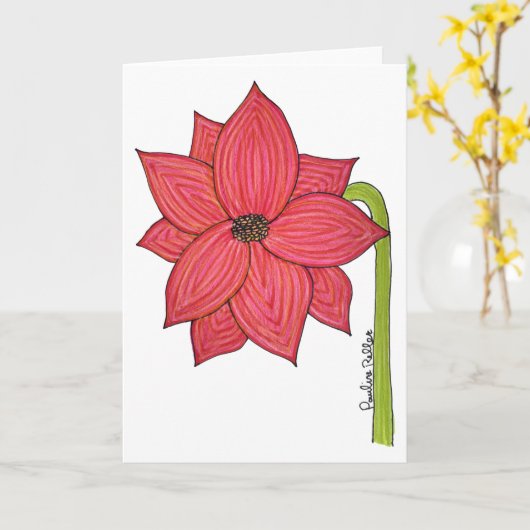 Red Flower with white background blank カード (黄色い花)