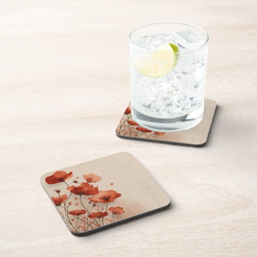 Red flowers. コースター (右側)