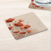 Red flowers.  スクエアペーパーコースター (アングル)