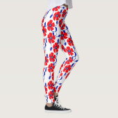 Red Flowers Blue Vines Leggings レギンス (右)