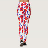 Red Flowers Blue Vines Leggings レギンス (裏面)
