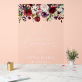 Red Flowers, Boho, First Holy Communion Welcome アクリルサイン (ウェディング)