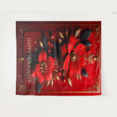 Red Flowers Decorative Holiday Backdrop タペストリー (正面(横))