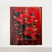Red Flowers Decorative Holiday Backdrop タペストリー (正面)