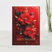 Red Flowers Decorative Holiday Card カード (正面)