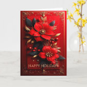 Red Flowers Decorative Holiday Card カード (黄色い花)