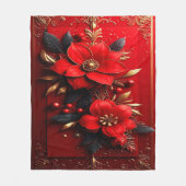 Red Flowers Fleece Blanket フリースブランケット (正面)