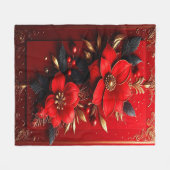 Red Flowers Fleece Blanket フリースブランケット (正面(横))