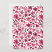 Red Flowers Hearts Birthday 招待状 (裏面)