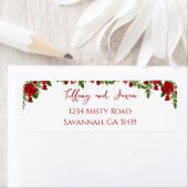 Red Flowers Modern Elegance Romantic Address ラベル (インサイチュ)