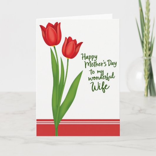 Red Flowers Mothers Day Wish Card カード (正面)