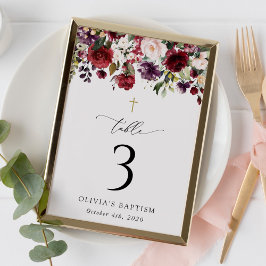 Red Flowers, Pink Flowers, Baptism Table Numbers テーブルナンバー