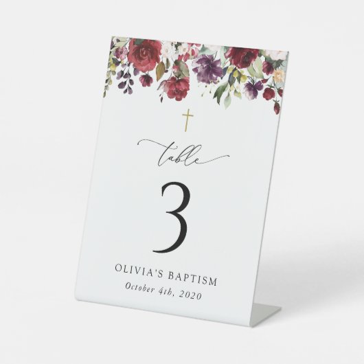 Red Flowers, Pink Flowers, Baptism Table Numbers 台座サイン (正面)