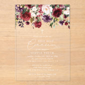 Red Flowers, Pink Flowers, First Holy Communion アクリル招待状 (正面)