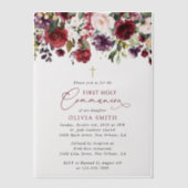 Red Flowers, Pink Flowers, First Holy Communion ベラム紙招待状 (正面)