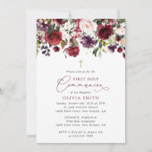 Red Flowers, Pink Flowers, First Holy Communion 招待状 (正面)