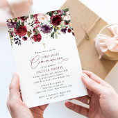 Red Flowers, Pink Flowers, First Holy Communion 招待状