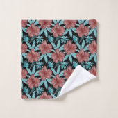 Red flowers tropical seamless pattern &blue leaves バスタオルセット (ウォッシュタオル)