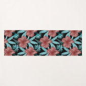 Red flowers tropical seamless pattern &blue leaves ヨガマット (正面(横))
