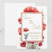 Red Flowers Wedding Invitation 招待状 (正面/裏面)