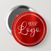 Red Foilあなたのビジネスロゴ巨大 缶バッジ (正面&裏面)